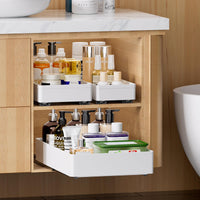 Under-Sink Pull-Out Drawer Organizer for Cabinets, No-Drill Retractable Storage Rack