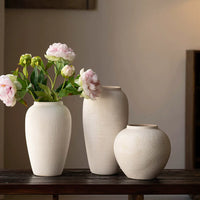 Qingsheng New Chinese Ceramic Vase for Living Room Entryway Decor, Wabi-Sabi Style Handmade Desktop Flower Arranger