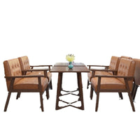 Solid Wood Cafe Dining Table and Chair Set with Sofa Seating