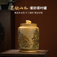 Large Purple Clay Tea Caddy with Pewter Lid, Moisture-proof Ceramic Storage Jar for Puerh Loose Leaf Tea