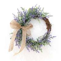 Artificial Lavender Wreath for Spring Door Decor, Indoor Outdoor Wedding Photography Prop, Wall Hanging Garland