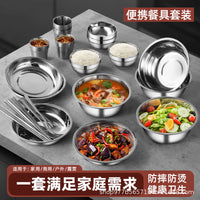 304 Stainless Steel Portable Dinnerware Set for Travel, Camping, and Home Kitchen