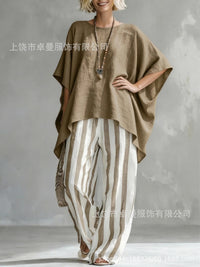 Women's Batwing Sleeve T-Shirt and Cape Top Set