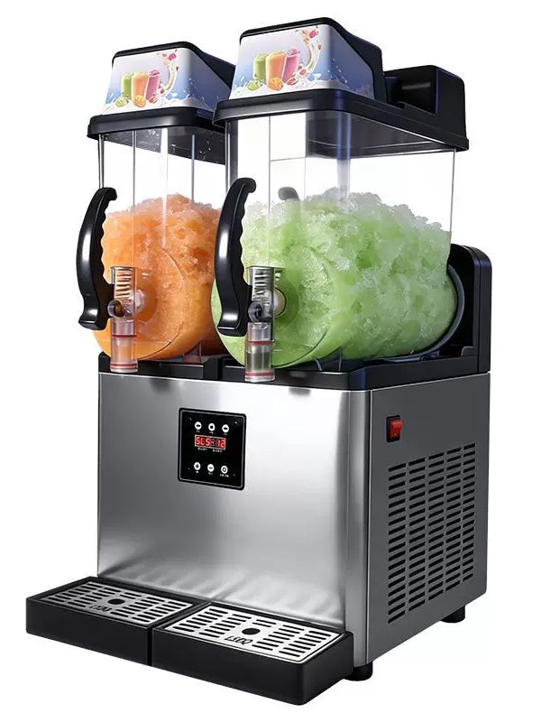 Commercial Slush Machine with Independent Temperature Control for Juice, Slushies, and Cold Drinks