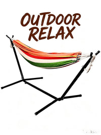 Portable Outdoor Double Hammock with Stand and Carrying Bag for Patio Yard Camping