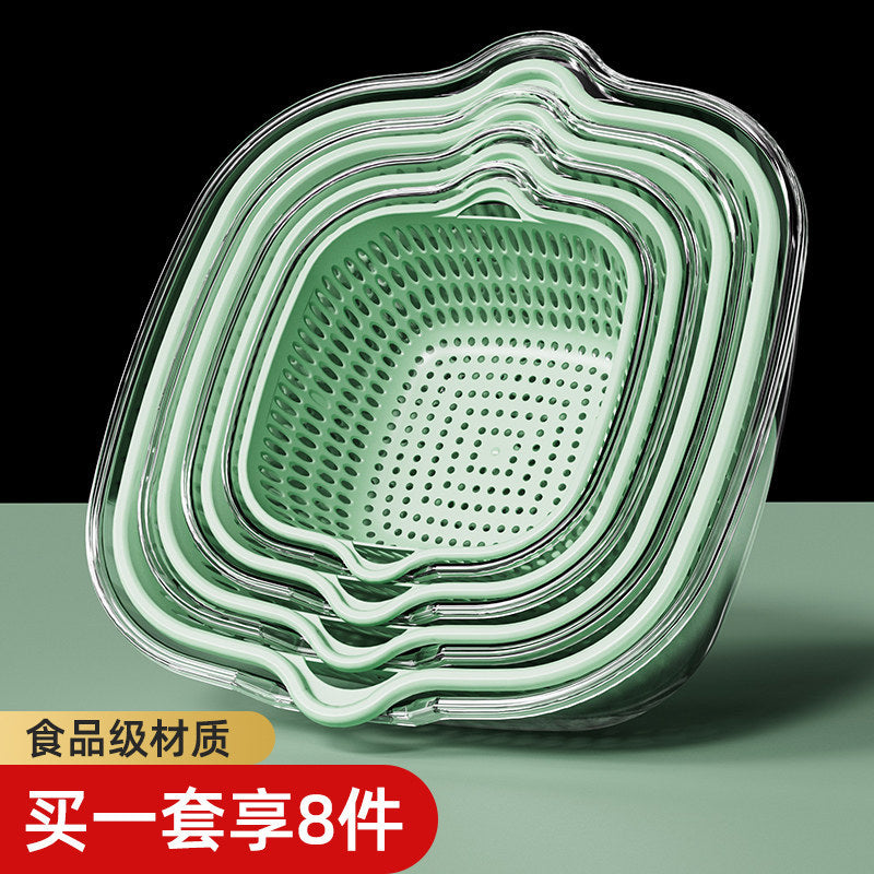 8-Piece Kitchen Strainer Bowl Set for Washing Vegetables, Fruits, and Rice