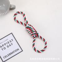 Christmas Pet Cotton Rope Chew Toy for Dogs, Teeth Cleaning Knot Toy