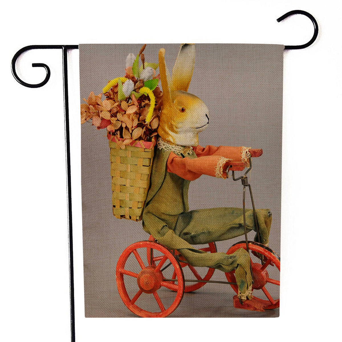 Easter Garden Flag Double-Sided Bunny Linen Yard Decoration Outdoor Holiday Flag