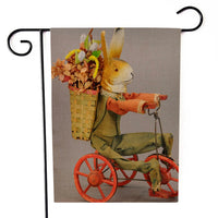 Easter Garden Flag Double-Sided Bunny Linen Yard Decoration Outdoor Holiday Flag