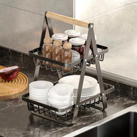 Carbon Steel 2/3-Tier Fruit Vegetable Basket Kitchen Storage Organizer