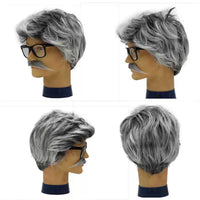 Halloween Elderly Character Wig for Kids & Adults - Grandfather, Grandmother, or Gray Curly Styles