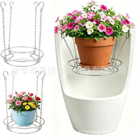 Stainless Steel Plant Pot Tray with Chain and Hook for Elevated Planters
