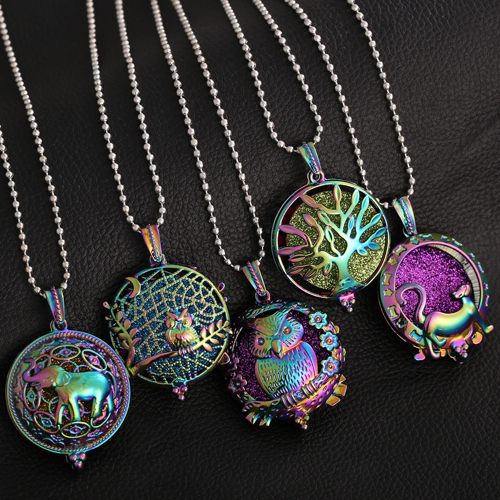 Tree of Life Alloy Diffuser Locket Necklace for Essential Oils and Perfume