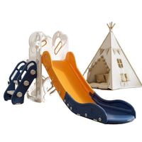 Kids Indoor Slide and Swing Set with Basketball Hoop and Music for Toddlers and Babies