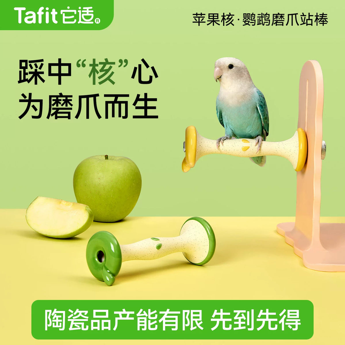 Parrot Apple Core Perch Chew Toy for Cage Decoration and Claw Grinding