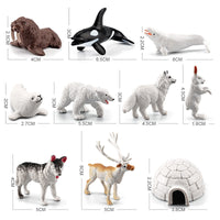 Mini Arctic Animal Figurines Set - Polar Bear, Beluga, Seal, Husky Toys for Kids