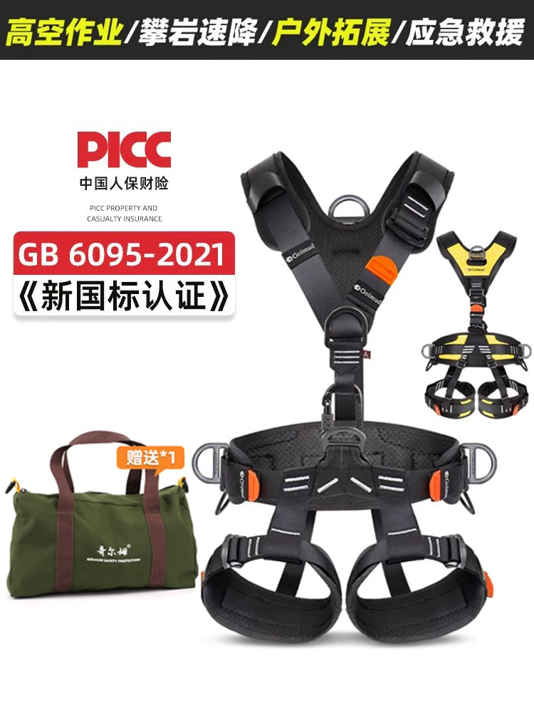 GOLM Full Body 5-Point Harness for High-Altitude Work, Climbing, and Rescue with Lanyard
