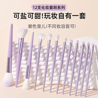 Beginner 12-Piece Soft Bristle Eyeshadow Blush Makeup Brush Set with Storage