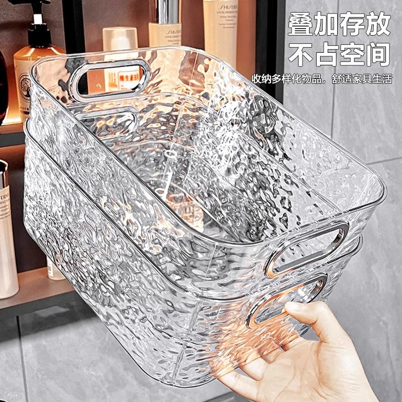 Acrylic Desktop Storage Box with Wavy Pattern for Office, Snacks, Cosmetics