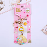 Japanese Cartoon Lucky Cat Keychain Alloy Car Key Ring Bag Charm Small Gift
