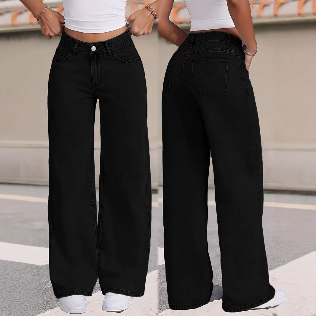 Women's High-Waisted Loose Straight Leg Jeans