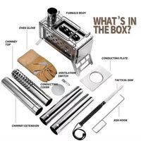 Portable Wood Burning Stove for Outdoor Camping, Picnics, BBQ, Tent Heating, Cooking, and Tea Making
