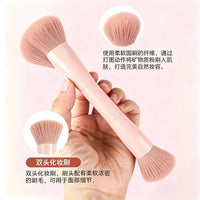 Dual-Ended Foundation & Blush Brush Set - Soft Bristle Makeup Tools for Concealer & Contouring