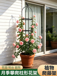 Garden Trellis for Climbing Plants, Round Iron Art Support for Roses, Clematis, and Pothos, Outdoor Plant Climbing Frame