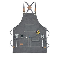 Canvas Work Apron with Multiple Pockets for Gardening, Crafts, and Mechanics