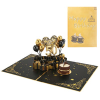 Happy 50th Birthday Pop-Up 3D Greeting Card with Envelope, DIY Birthday Number, Musical Light-Up Card for Friends