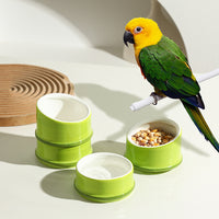 Bamboo Ceramic Bird Feeder Bowl for Small Pets, Anti-Tip Design