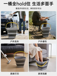 3W Collapsible Car Bucket Portable Outdoor Fishing Water Storage Washing Travel TPE Retractable Bucket