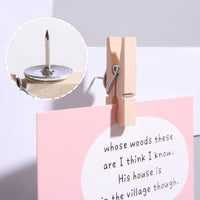 Wooden Push Pin Clips for Photo Walls and Felt Boards, Decorative Stationery Clips