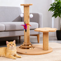 Sisal Cat Scratching Post Tower with Teaser Toy for Indoor Cats