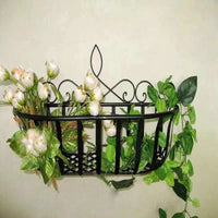 European Style Wrought Iron Wall-Mounted Flower Pot Holder for Balcony & Indoor Decor