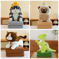 Plush Animal Doll with Integrated Blanket, Office Nap Air Conditioning Quilt, Stuffed Toy Gift