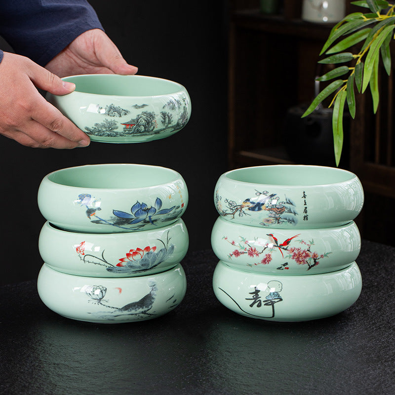 Large Ceramic Tea Wash Bowl for Kung Fu Tea Ceremony Accessories