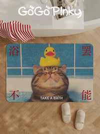 Cute Cat Absorbent Non-Slip Bathroom Mat for Toilet and Washbasin