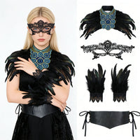 Gothic Dark Feather Set Halloween Cosplay Masquerade Accessories