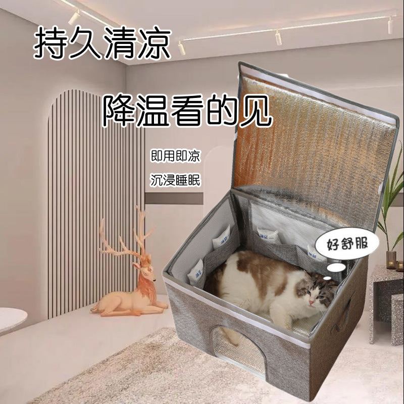 Foldable Pet Cooling Bed for Cats and Dogs, Portable Summer Air-Conditioned Pet Ice Nest