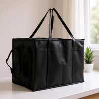Insulated Reusable Grocery Bag with Aluminum Foil Lining, Foldable Non-Woven Cooler Tote for Food Delivery, Cake, Wine, and Perishables