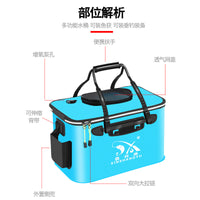 Thickened Foldable Fishing Bucket with Oxygenation, Multi-functional Live Fish Container with Shoulder Strap