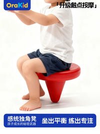 Unicorn Stool Sensory Training Equipment for Kids - Balance and Focus Exercise Single-Leg Stool with Ring Toss Toy