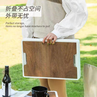 Extra Large Outdoor Camping Storage Box with Wooden Lid, Foldable Car Trunk Organizer for Clothes and Gear