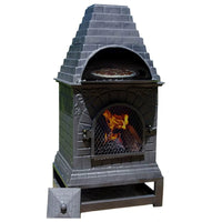 Outdoor Wood-Burning Fire Pit with Pizza Oven for Patio Garden Heating and BBQ
