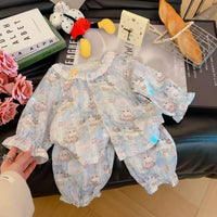 Kids' Cotton Gauze Pajama Set, Spring/Summer 2026, Unisex Pure Cotton Korean Style Loose Sleepwear
