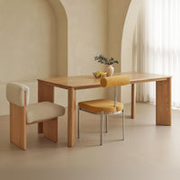 Japanese Style Solid Wood Dining Table Modern Minimalist Wooden Rectangular Slab Table for Home and Guesthouse Dining Set