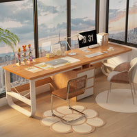 Modern Double Computer Desk with Storage for Home Office Study