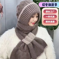 Women's Winter Squirrel Fleece Knit Hat Scarf Set Warm Windproof Beanie