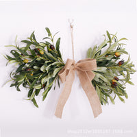 Artificial Olive Leaf and Fruit Wreath for Front Door, Living Room, Outdoor Decor, Christmas